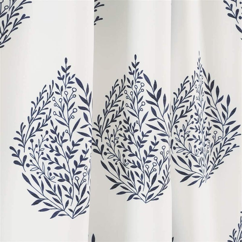 Lush Decor Teardrop Leaf Curtains Light Filtering Window Panel Set for Living, Dining, Bedroom (Pair), 95â€ x 52â€, Navy - Image 3